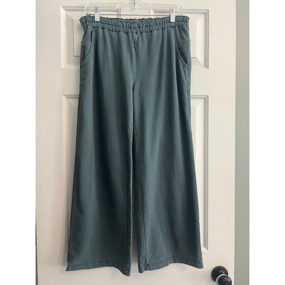 Prana Pants - Prana Wide leg Pants Womens Medium Pull-On Loose Fit Elastic Waist Grey Blue